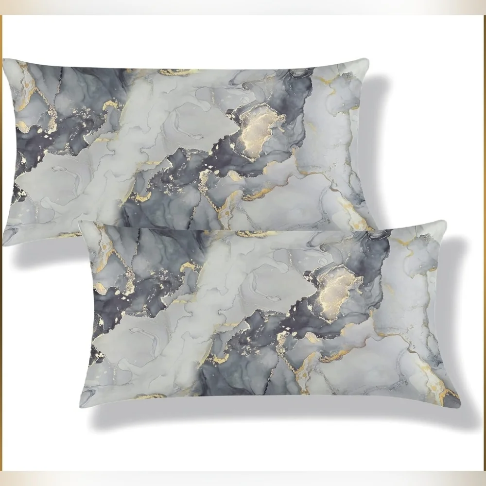 Satin Pillowcase for Hair and Skin - Printing Microfiber Pillow Cover - 2 Pack